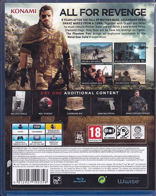 Metal Gear Solid V - The Phantom Pain - Tactical Epsionage Operations - PS4 (B Grade) (Genbrug)